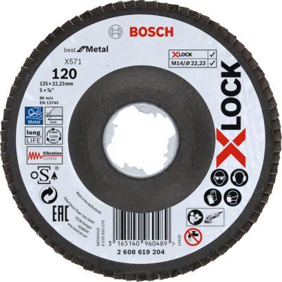 Ny ekte Bosch 2608619204 X571 Best for metall X-Lock Flap Discs, vinklet