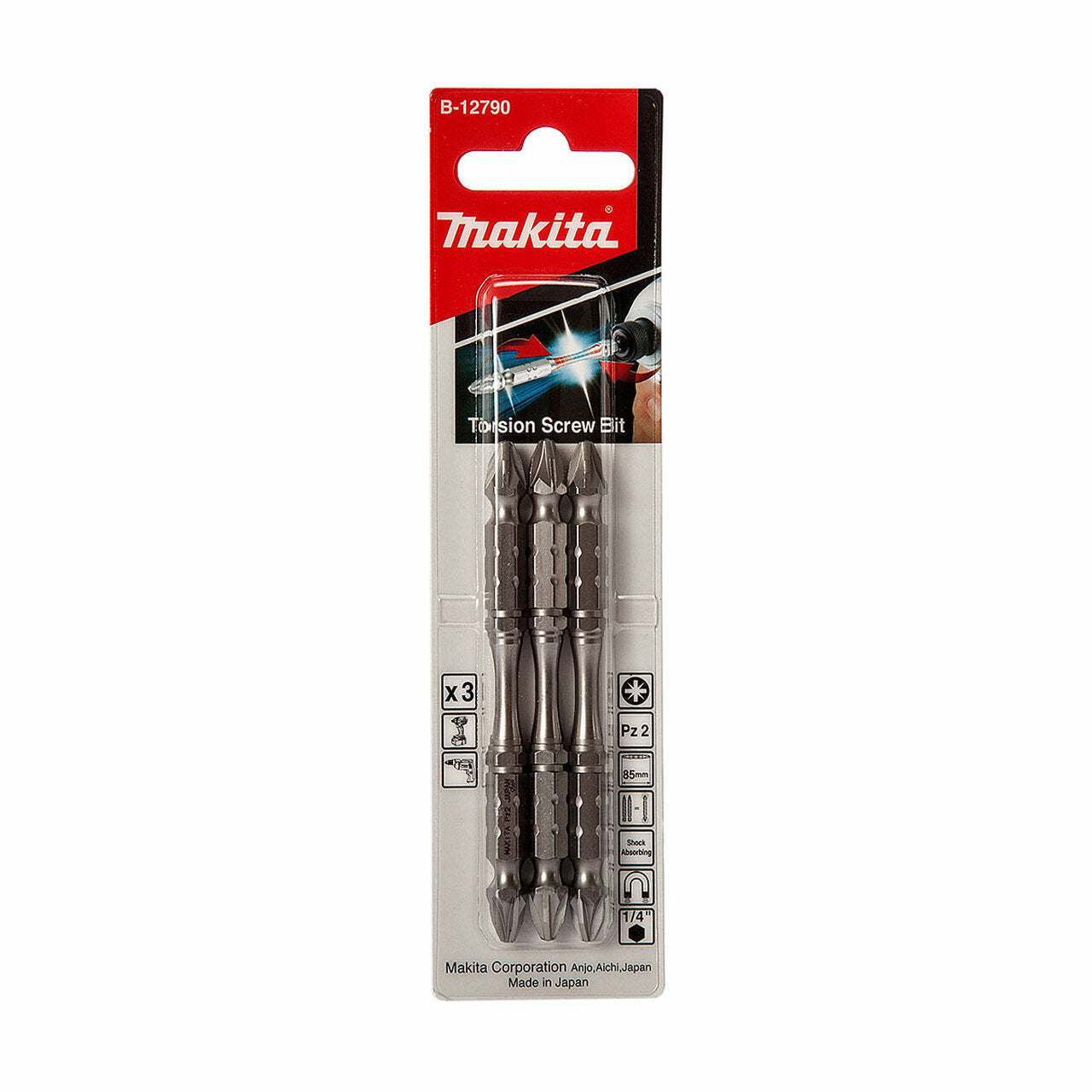 New Makita B-12790 Impact Torison Double-Ended Screwdriver Bits PZ2x85mm X3 PCS