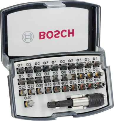 New Genuine Bosch 2607017319 Extra Hard Screwdriver Bit Set, 32-Piece For