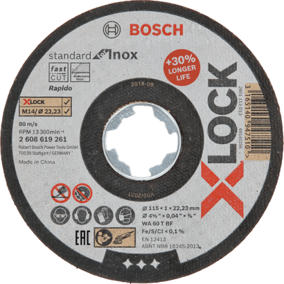 New Genuine Bosch 2608619261 X-LOCK Cutting Disc Standard for Inox For small