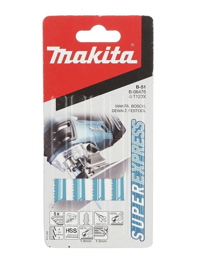 New Makita B-06476 Jig Saw Blade 77mm B51 (T123X) 5 stk