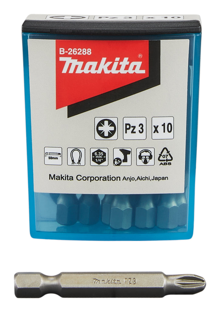 Новый подлинный Makita B-26288 винтовой битовой флип-верхний чехол Pz3x50 мм 10 шт.