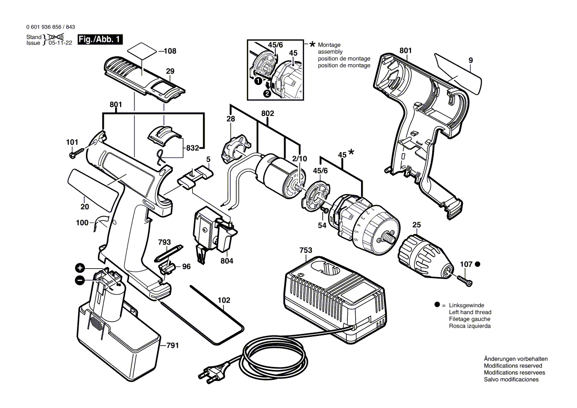 Nouveau véritable Bosch 2608572096 Chuck sans clé