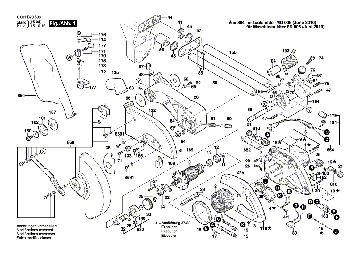 Nieuwe echte Bosch 2610011717 aan-uit schakelaar