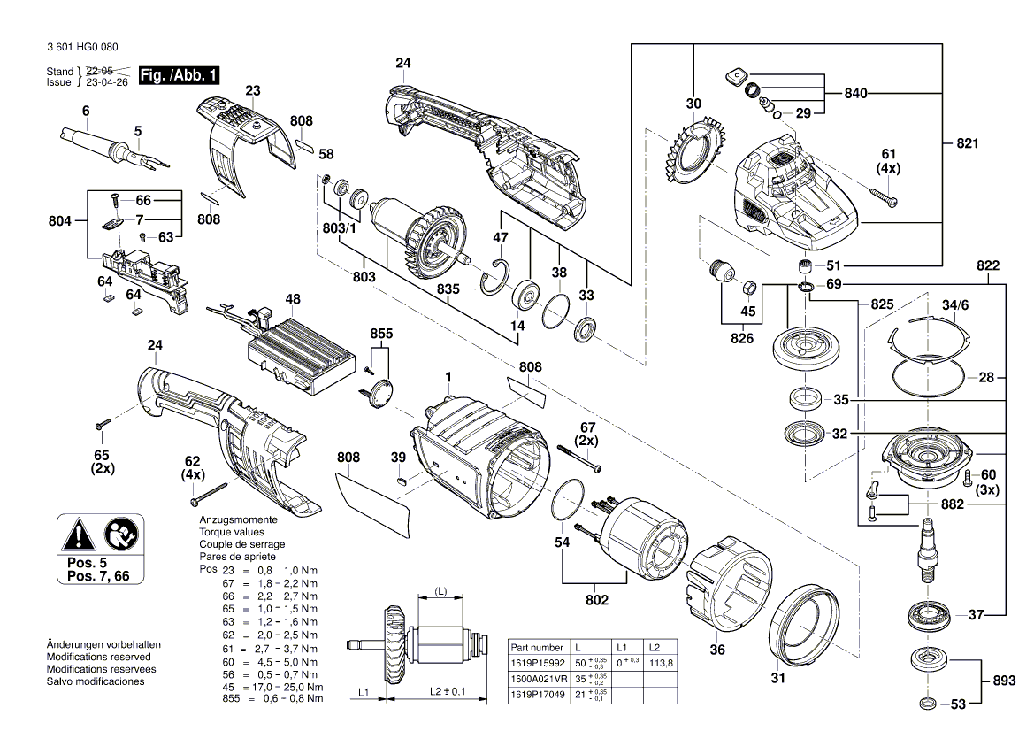 Neue echte Bosch 1619p17222 Schleifspindel