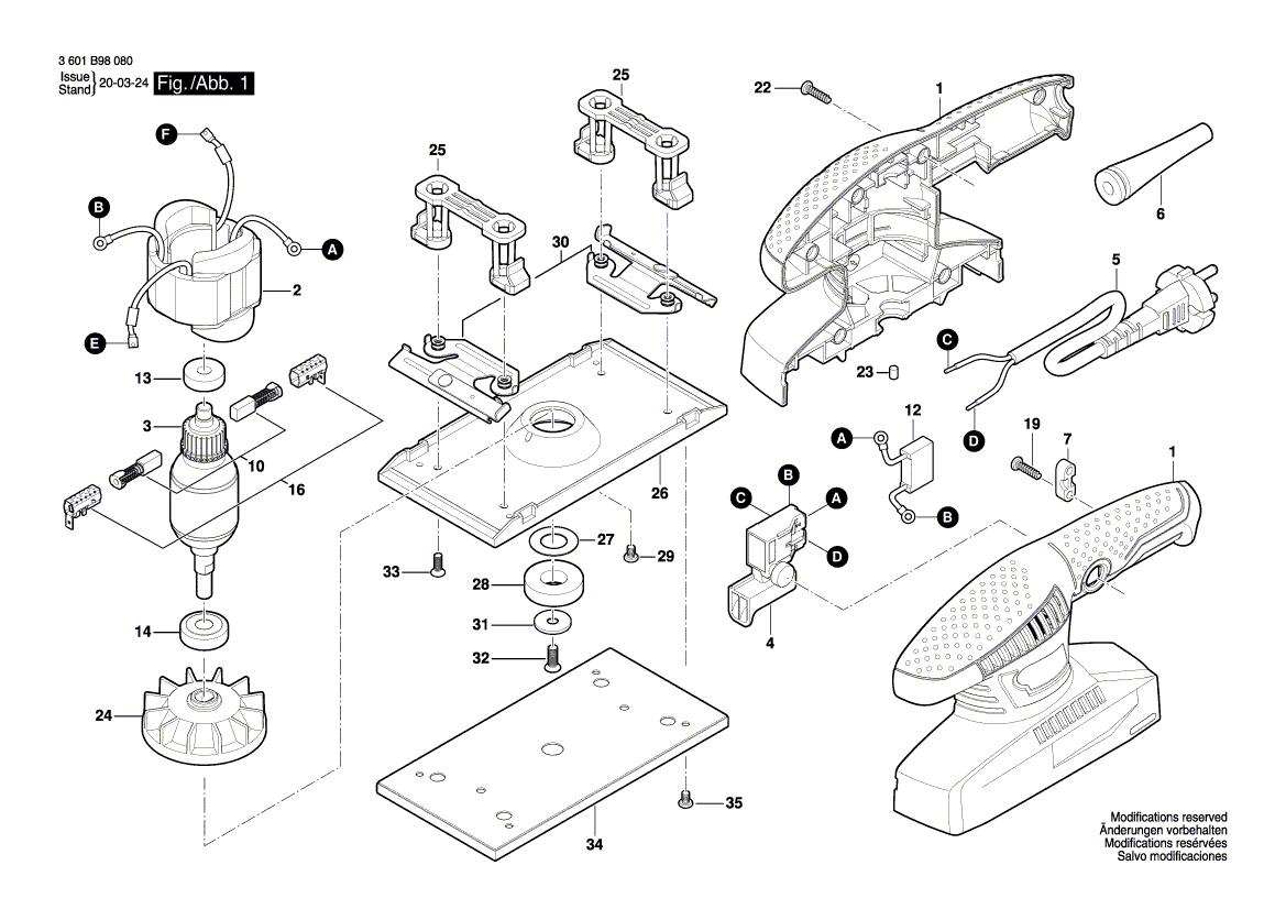 Ny ekte Bosch 1619pa7644 baseplate