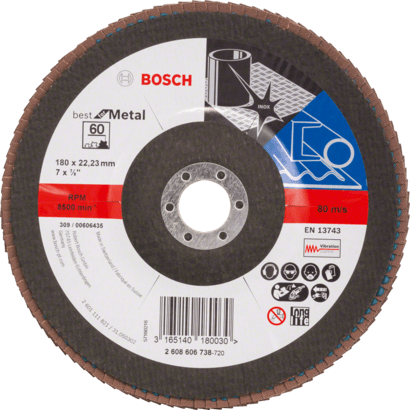 New Genuine Bosch 2608606738 X571 Best for Metal Flap Discs, Straight Version