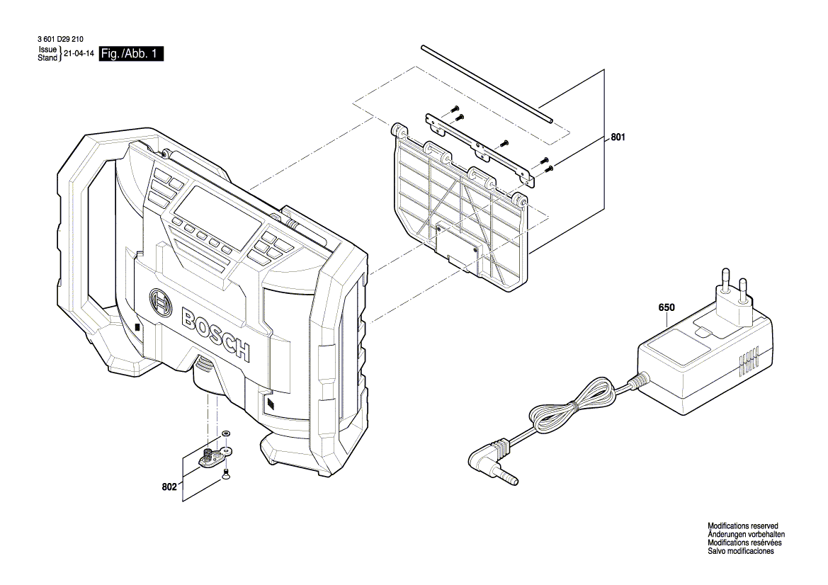 Nouvelle alimentation Bosch 1600A000ZV authentique