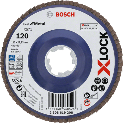 Nouveau véritable bosch 2608619208 x571 Meilleur pour les disques de rabat X-Lock Metal, droits