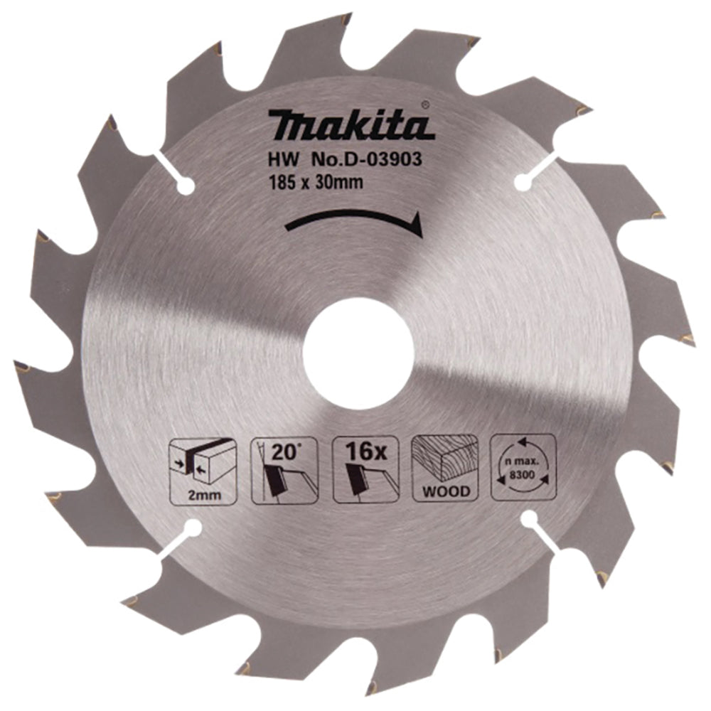 Nieuwe echte Makita D-03903 T.C.T. Zaagmes 185x30/20/16x2,0 mm 16t 20 °