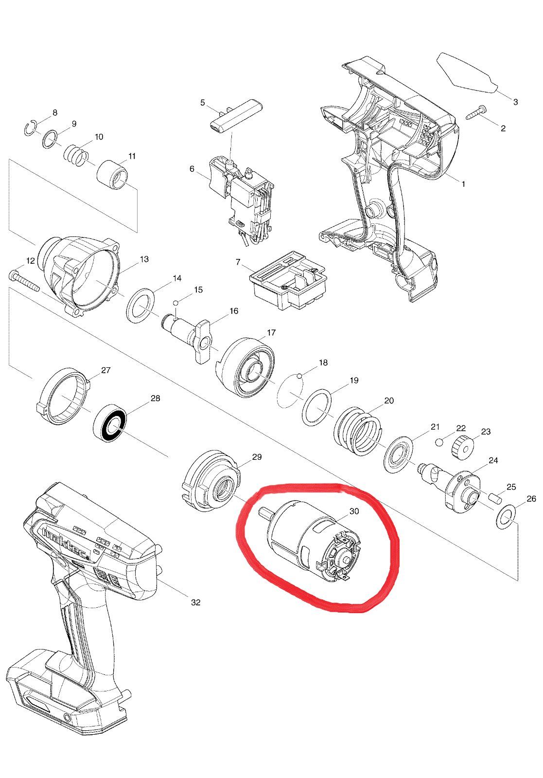 Nieuwe echte Makita 629971-8 Motor Maktec voor MT690