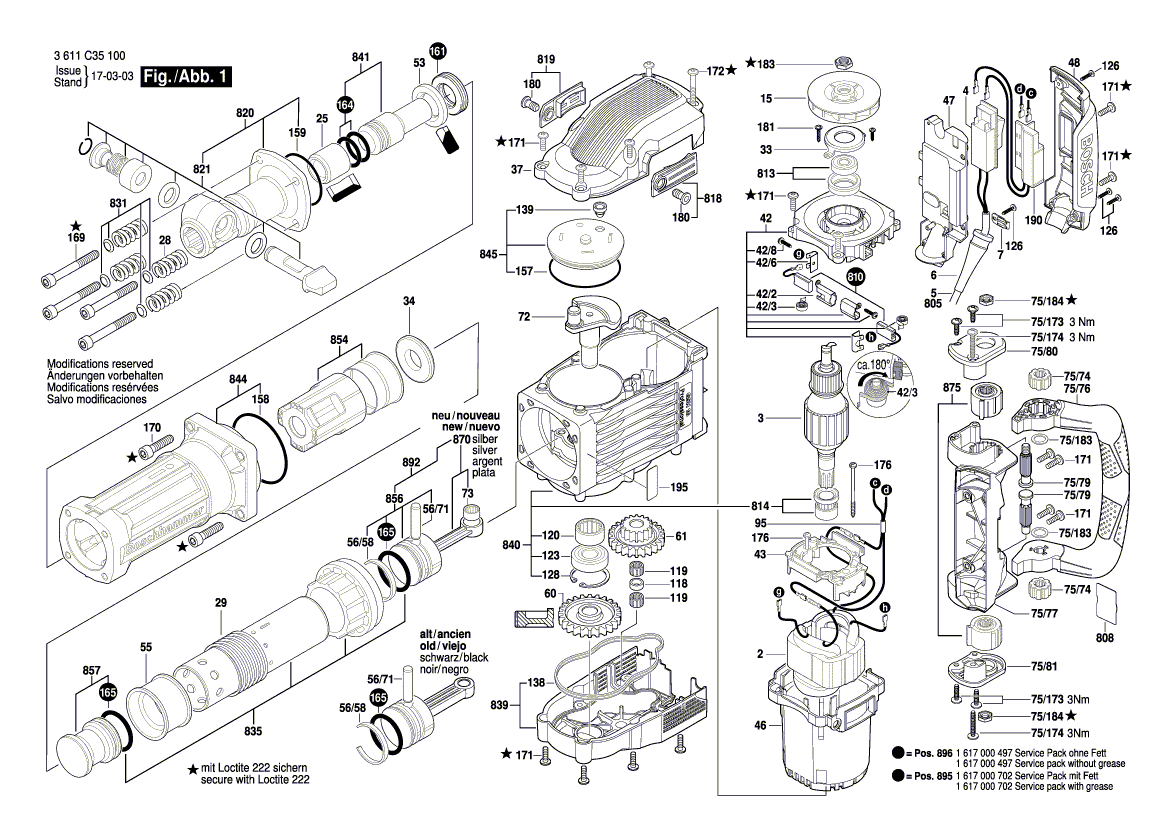 New Genuine Bosch 1617000721 Locking Bolt Set