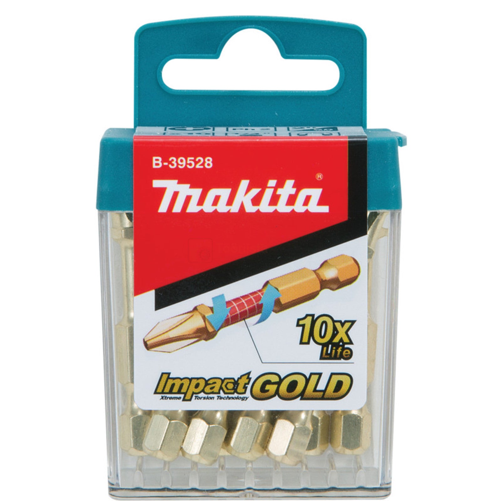 Ny Makita B-39528 Impact Gold PH2 50mm skrutrekker bitsett (10 biter i 1 pakke)