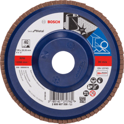 New Genuine Bosch 2608607338 X571 Best for Metal Flap Discs, Straight Version,