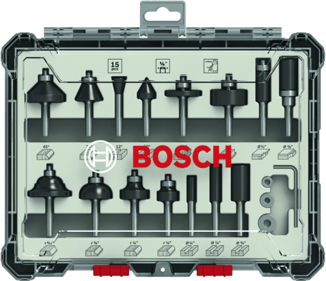 Новые подлинные наборы Bosch 2607017473 Смешанные битовые наборы маршрутизатора, 15 купюр для ручной работы