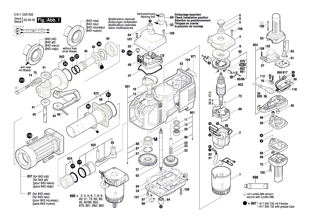 New Genuine Bosch 1617000732 Wear and Tear Part Set