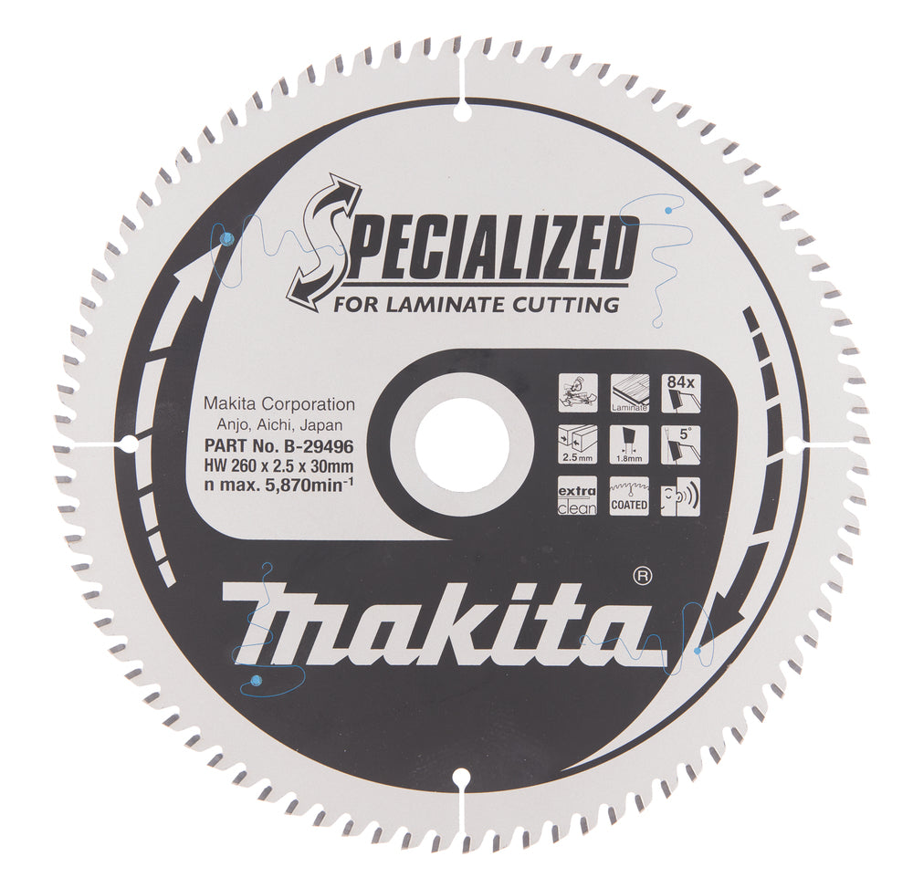 Новая подлинная Makita B-29496 Круглая пила HM 260x2,5x30 мм 5 ° 84t