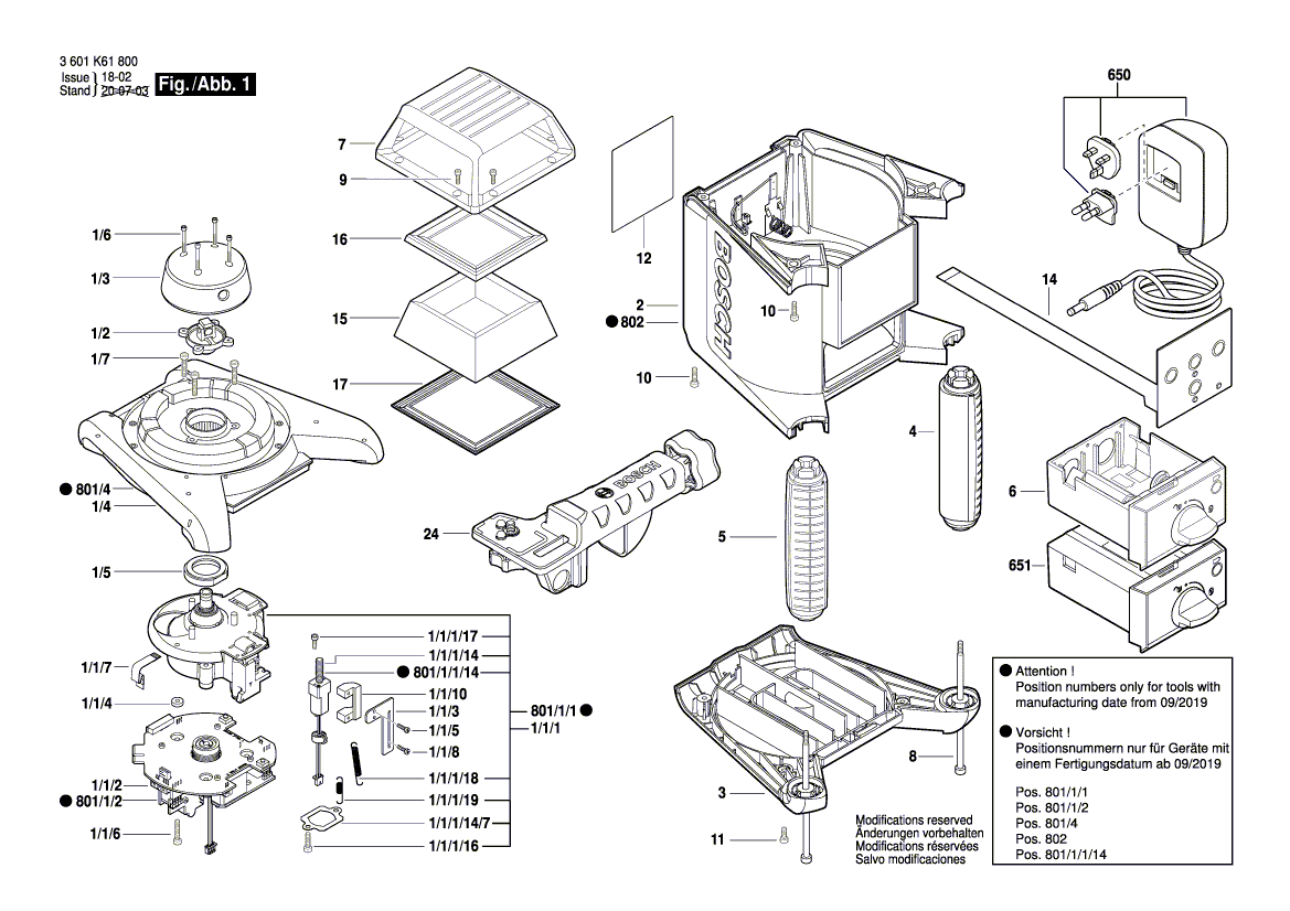 Neue echte Bosch 2610A13405 Tastatur