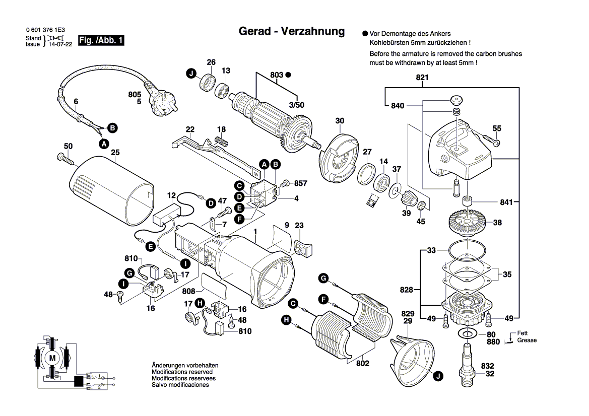 Nouveau véritable Bosch 1603523111 Spindle de broyage