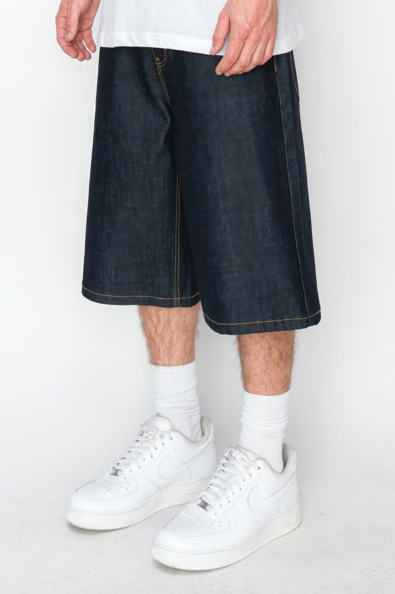 Baggy Fit Raw Denim Shorts