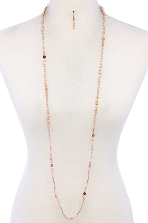 Beaded Fashion Long Necklace And Earring Set