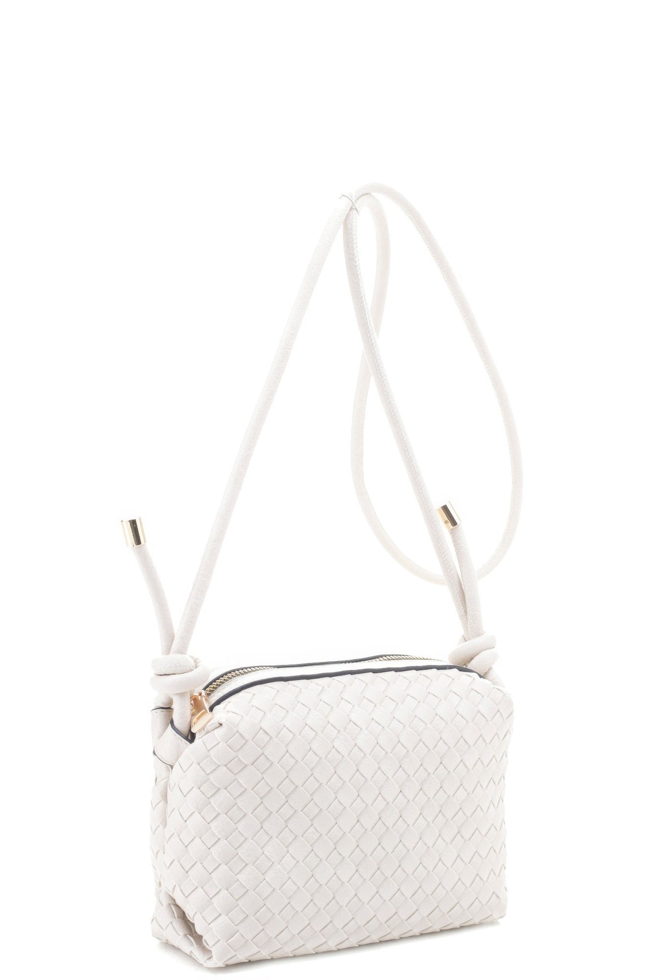 Braid Texture Zipper Crossbody Bag