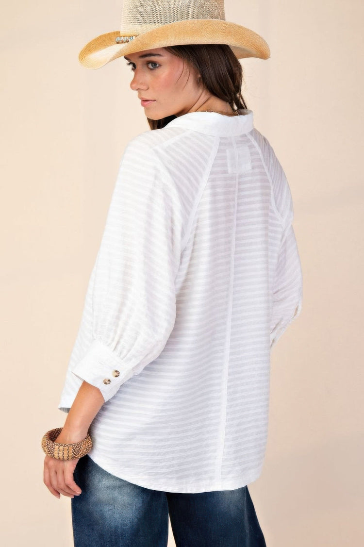 Button down textured woven shirt