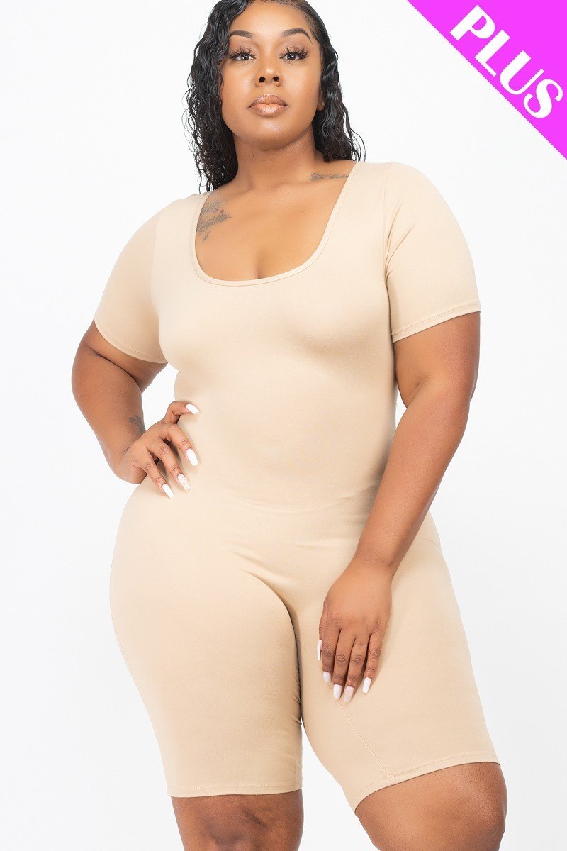 Plus Size Kurzarm Bodycon Jumpsuit 