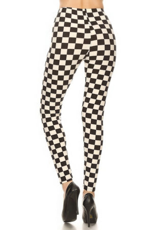 Checkered Printed High Waisted Leggings