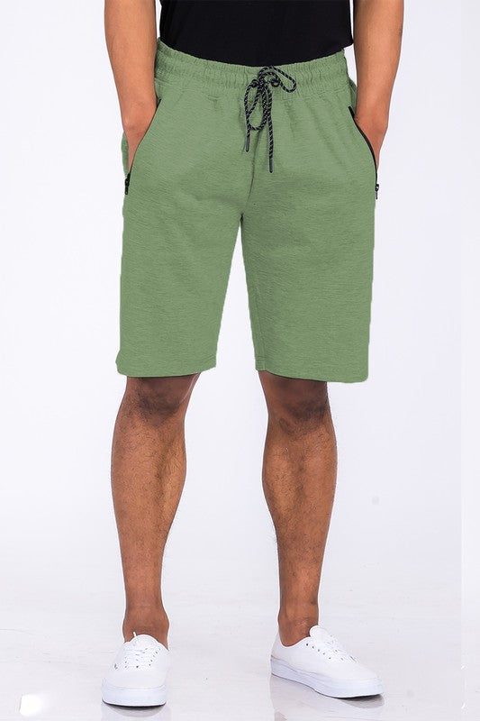 Cotton Blend Lounge Sweat Shorts with Zipper Pockets