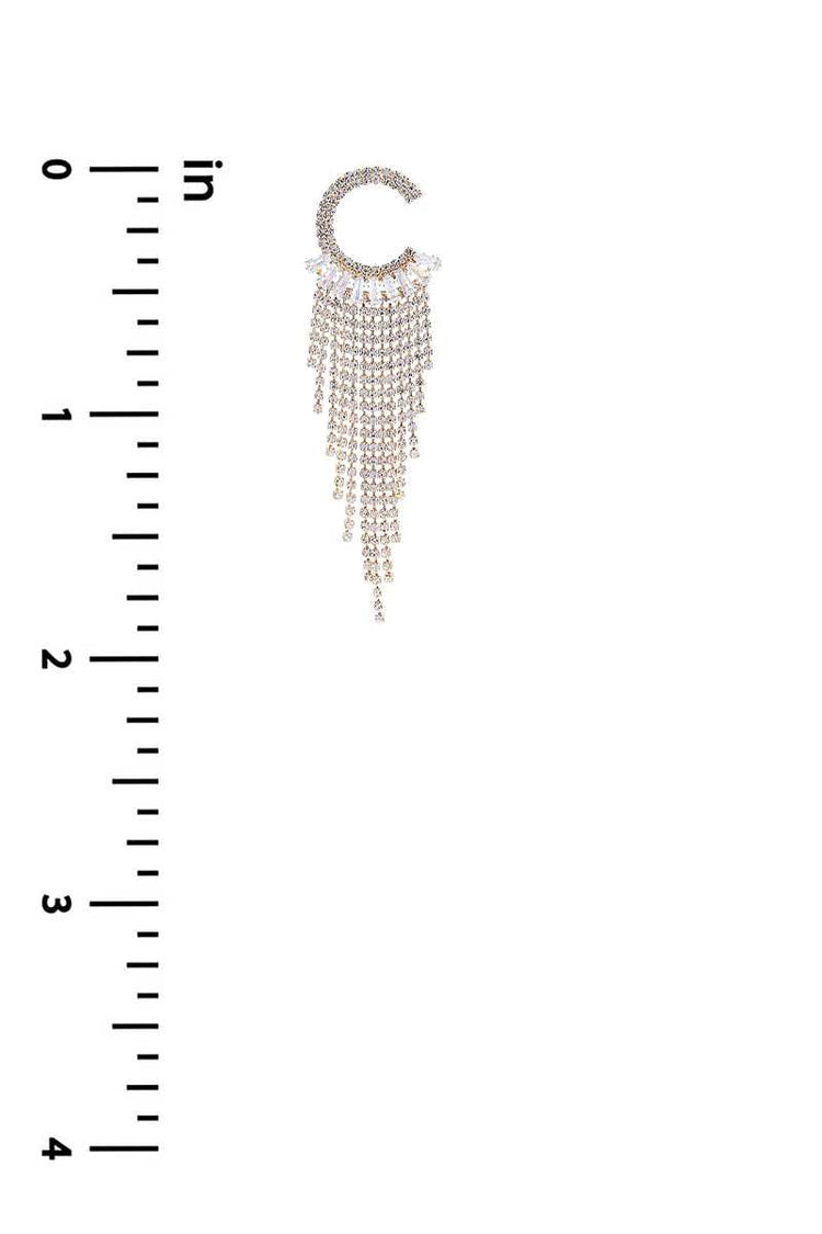 Crystal C Shape Baguette Fringe Earring