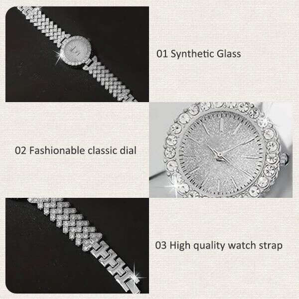 Diamonda - Watch, necklace, ring, earrings + gratis bracelet