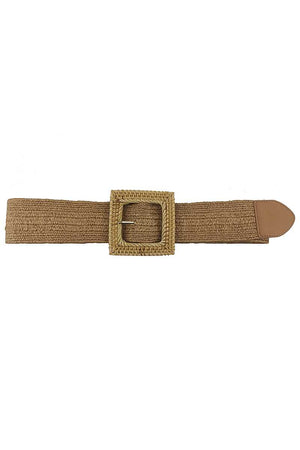 Fashion Square Straw Buckle Belt