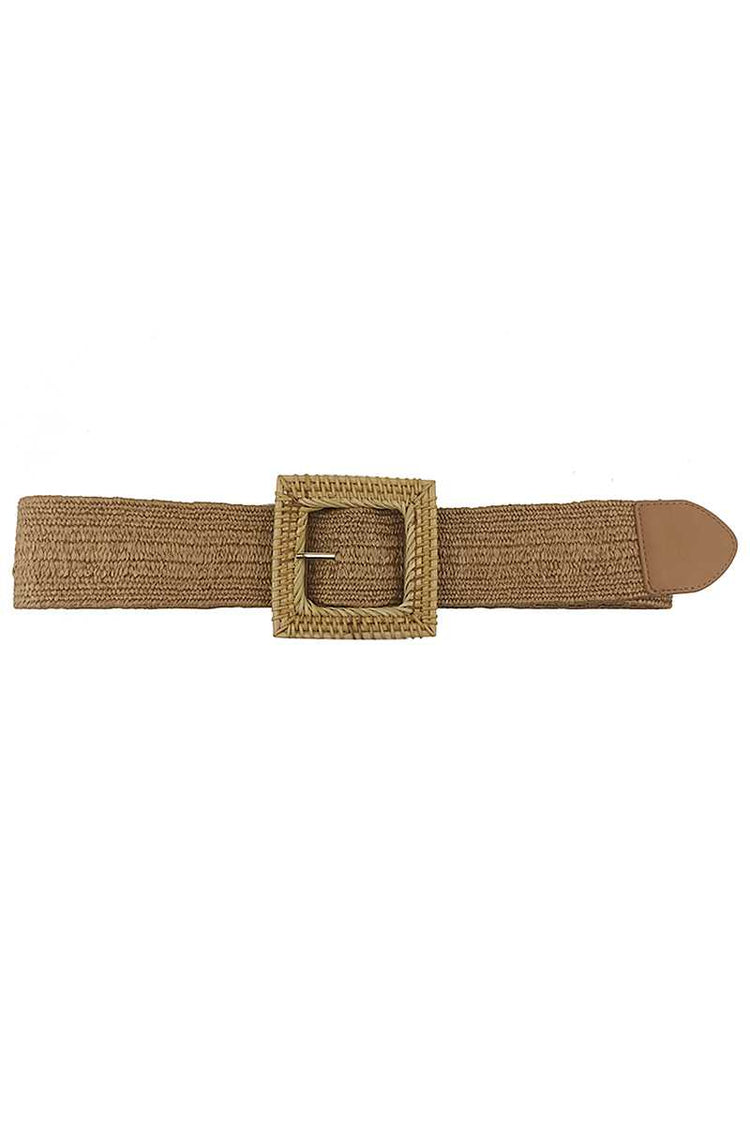 Fashion Square Straw Buckle Belt