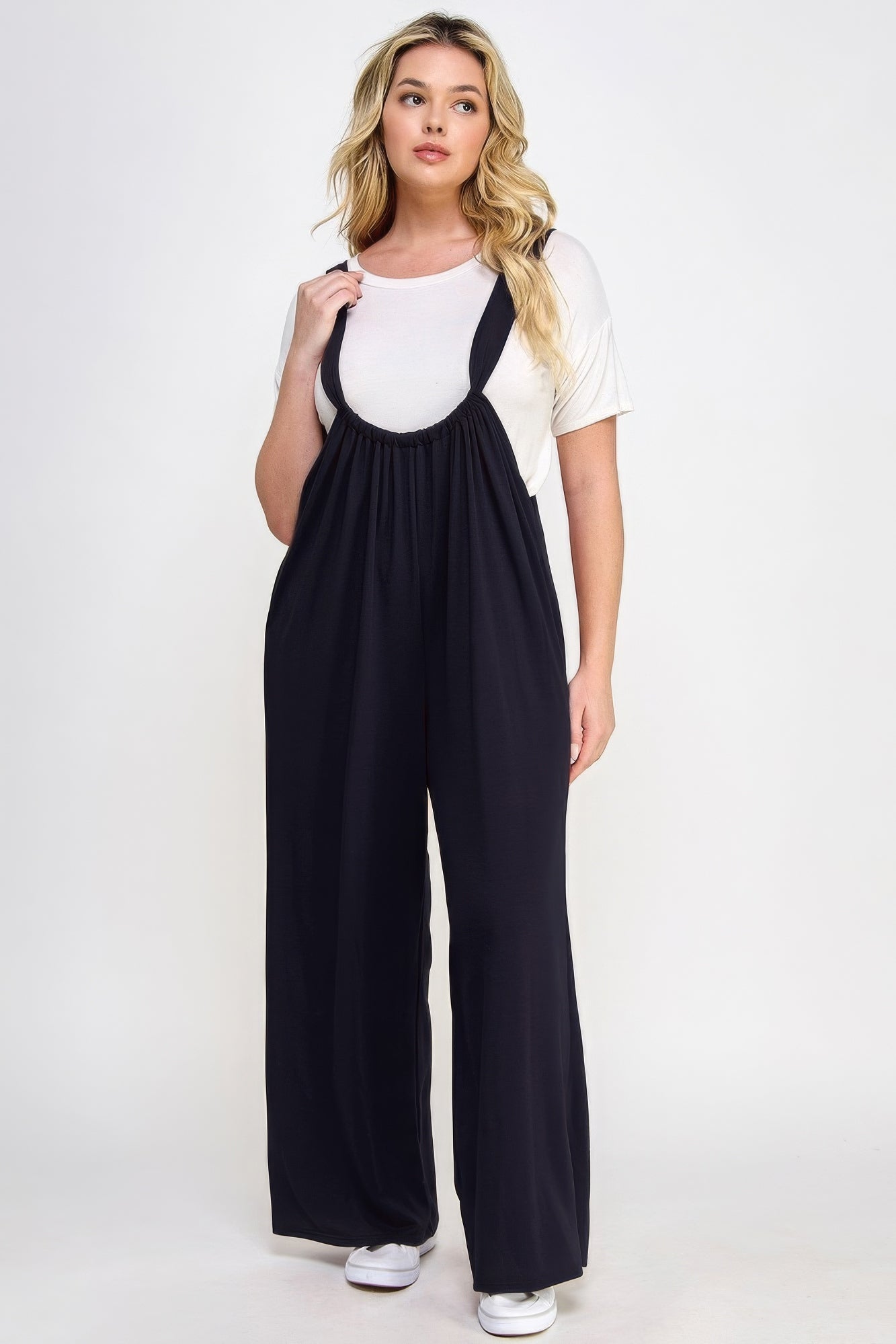 French Terry Wide Leg Jumpsuit Overalls