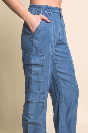 Full-length Tencel Pants With Cargo Pockets