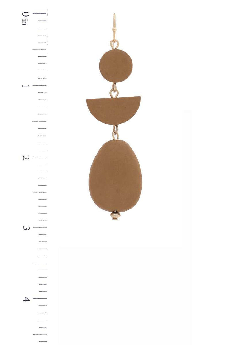 Geometric Wood Bead Dangle Earring