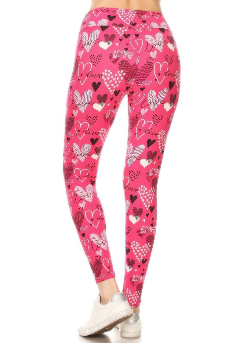 Heart Prints Printed, High Waisted Leggings