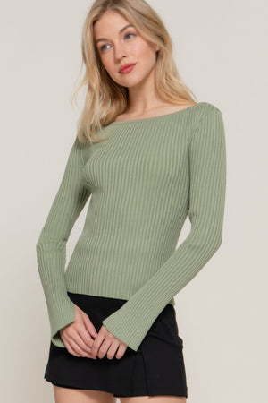 Long Sleeve Boat Neck Sweater