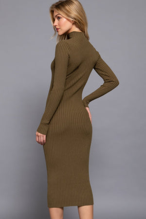 Long Sleeve High Neck Sweater Long Dress