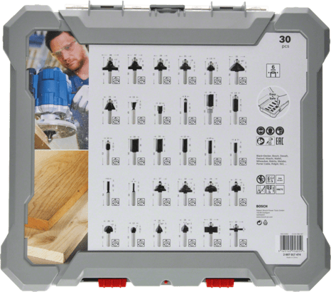 New Genuine Bosch 2607017475 Mixed Router Bit Set, 30-Pieces