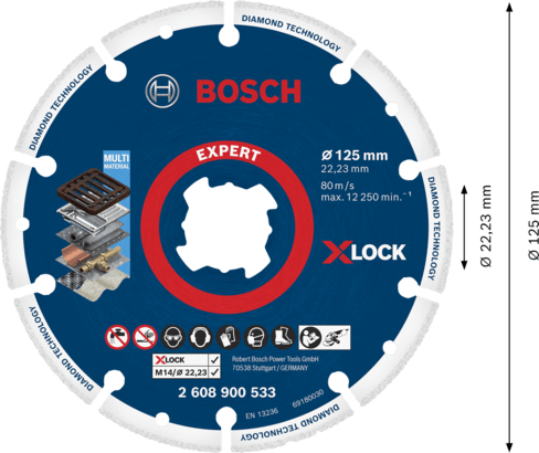 New Genuine Bosch 2608900533 EXPERT Diamond Metal Wheel X-LOCK Cutting Disc