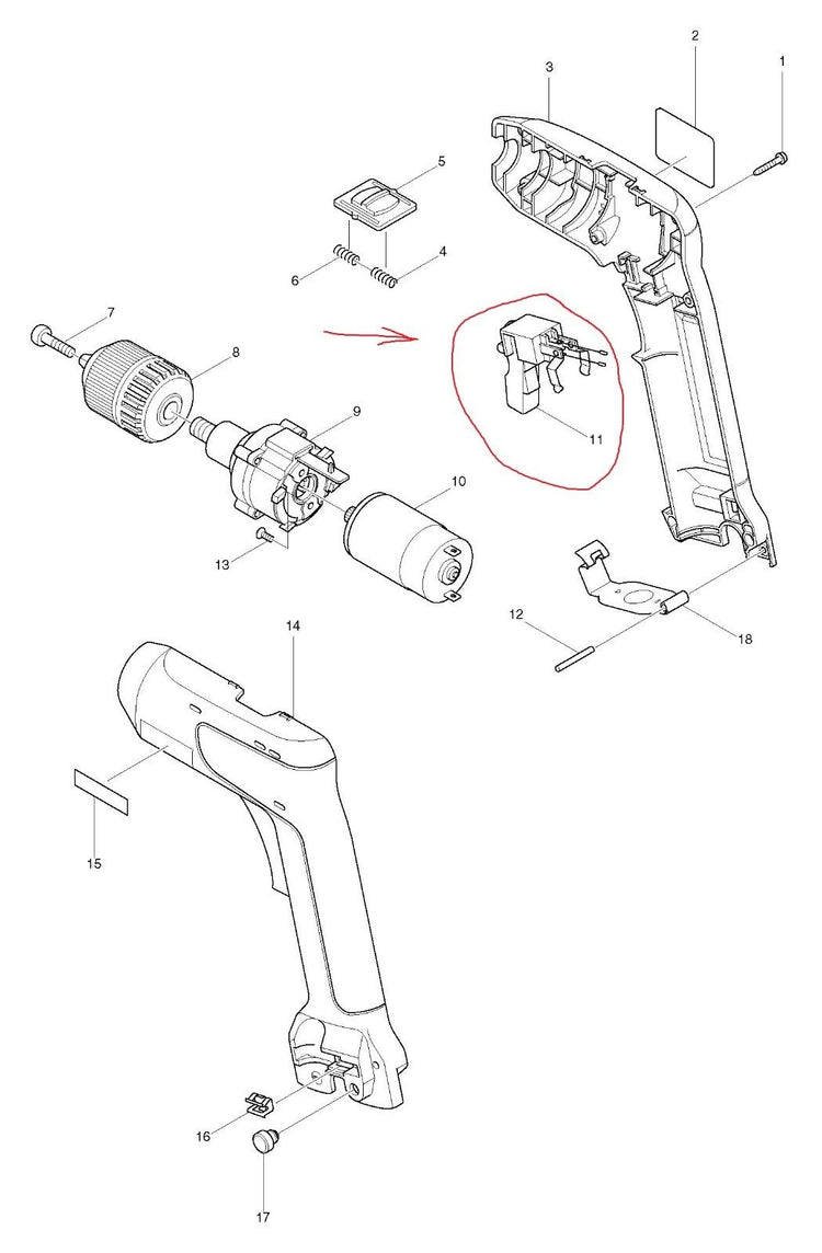 New Genuine Makita 531075-3 Switch Assembly 6071DW 6017D