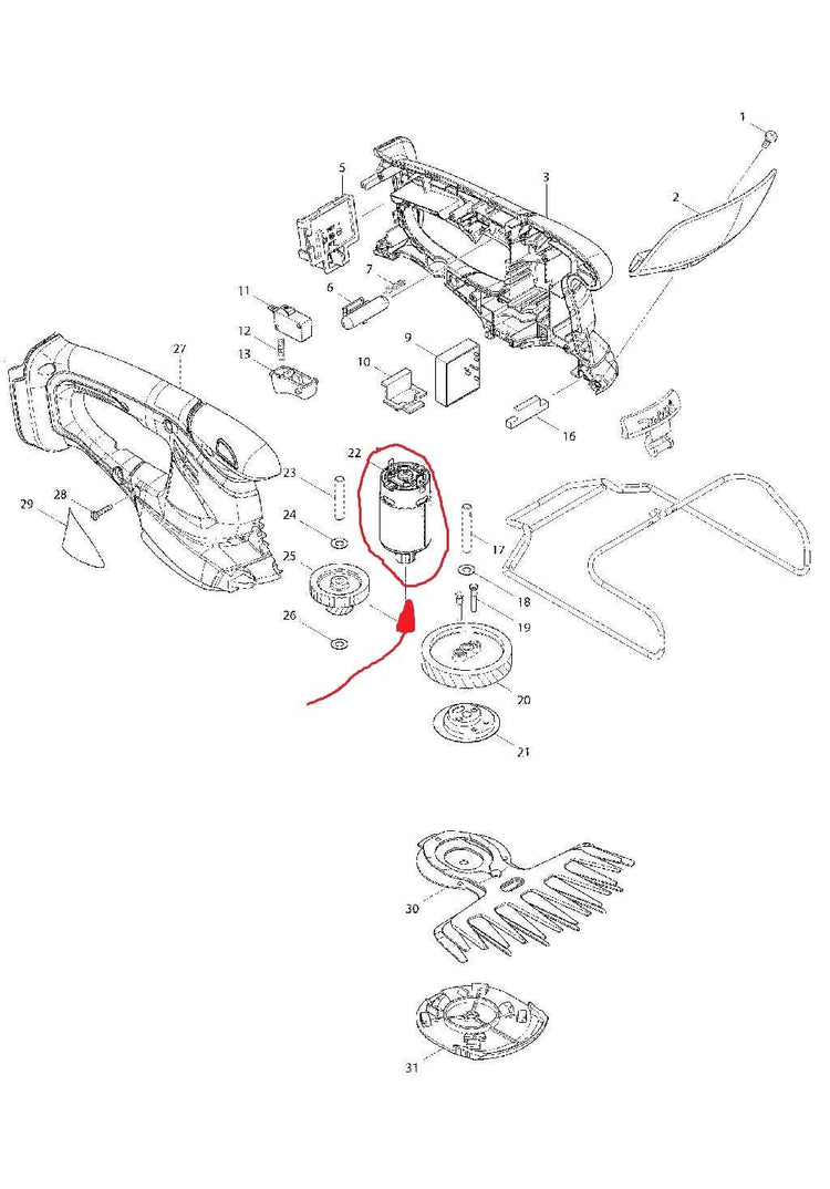 New Genuine Makita 629941-7 Motor 14,4V for Grass Shears UM166D BUM166 DUM166