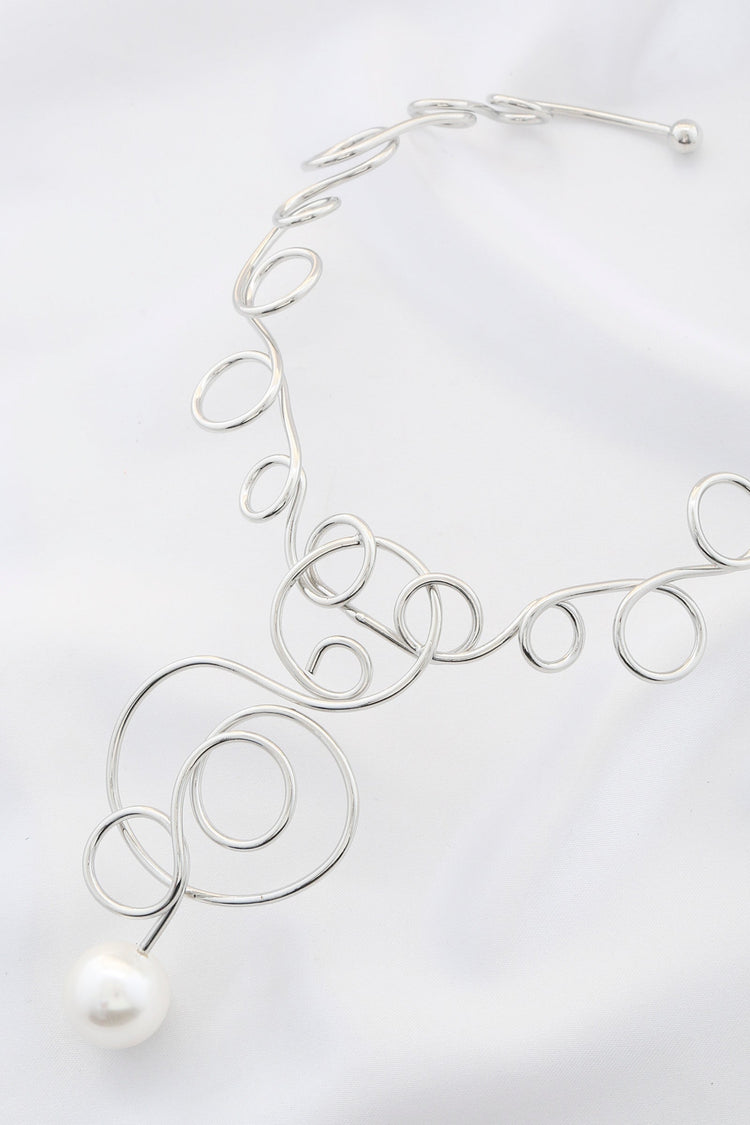 Pearl Swirl Metal Necklace