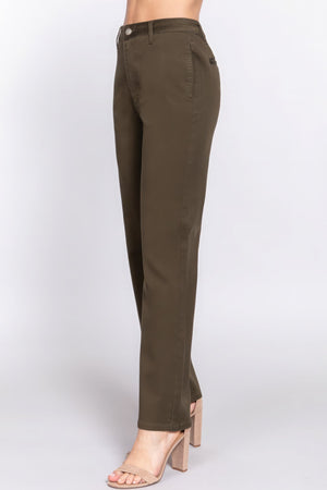 Straight Fit Twill Long Pants