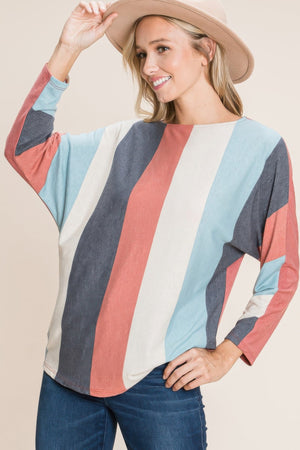 Striped Dolman Sleeves Top