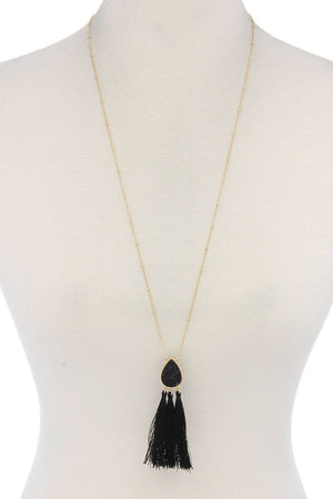 Teardrop Shape Tassel Pendant Necklace