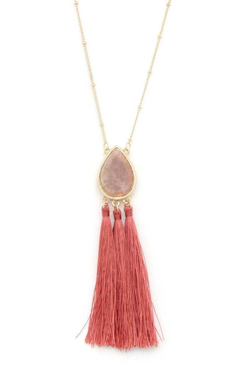 Teardrop Shape Tassel Pendant Necklace