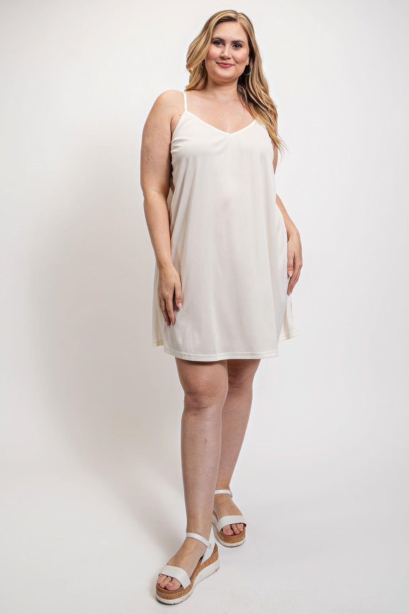 V-neck slip dress with adjustable straps